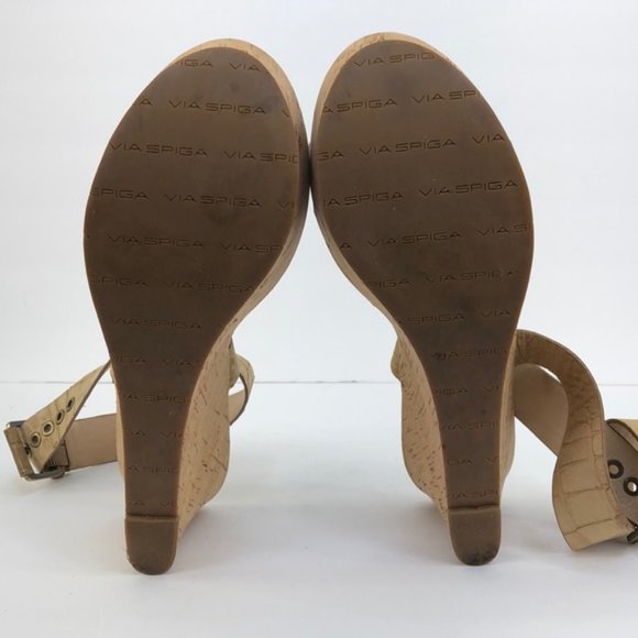 Via Spiga Ankle Wrap Cork Heel Wedges, Size 8.5 - Picture 6 of 8